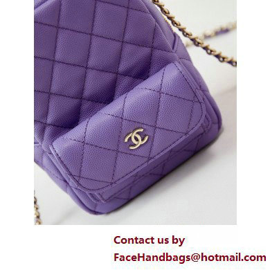 Chanel Grained Calfskin  &  Gold-Tone Metal Mini Backpack Bag AP3753 Purple 2025